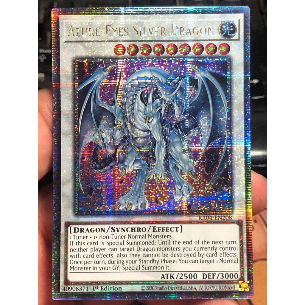 [KW2 Yugioh] [EN-UK] [Nice Art] การ์ดมังกรเงิน Azure-Eyes - RA04-EN208 - Quarter Century Secret Rare