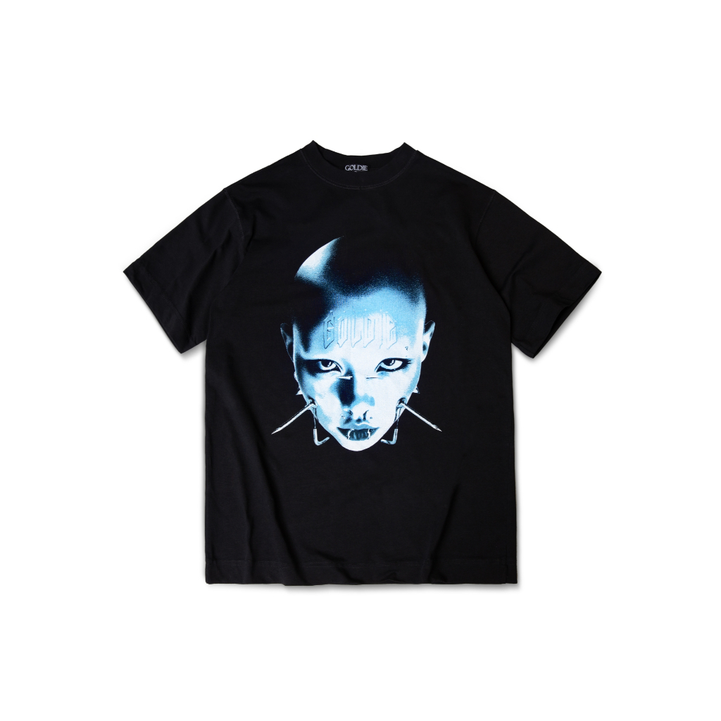 เสื้อยืด "GOLDIE FTP" สีดํา ผ้าคอตตอน 100%