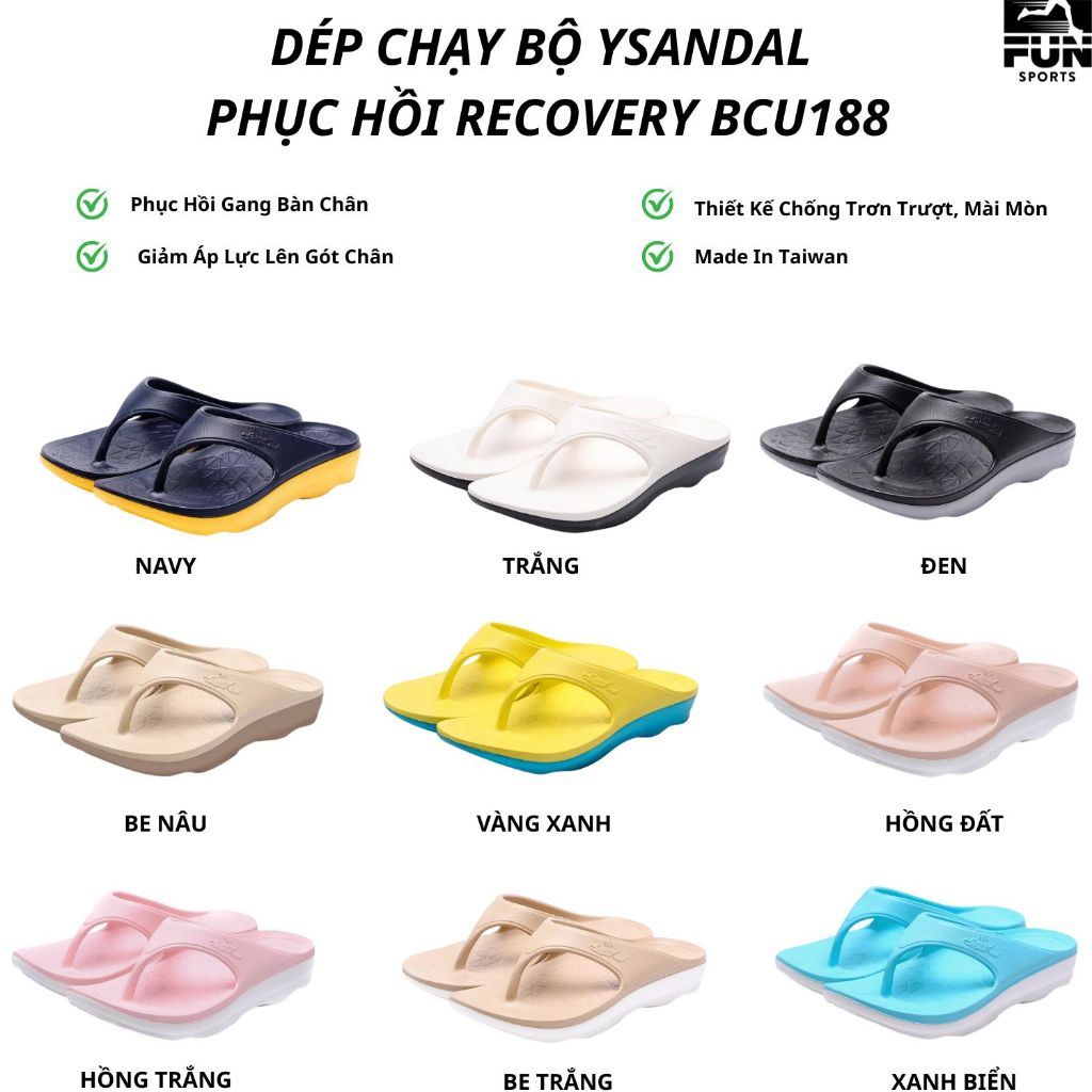 รองเท้าแตะวิ่ง Ysandal Recovery BCU188 ของแท้ B&M EVA พลาสติกสําหรับผู้ชายและผู้หญิงกีฬาสนุก