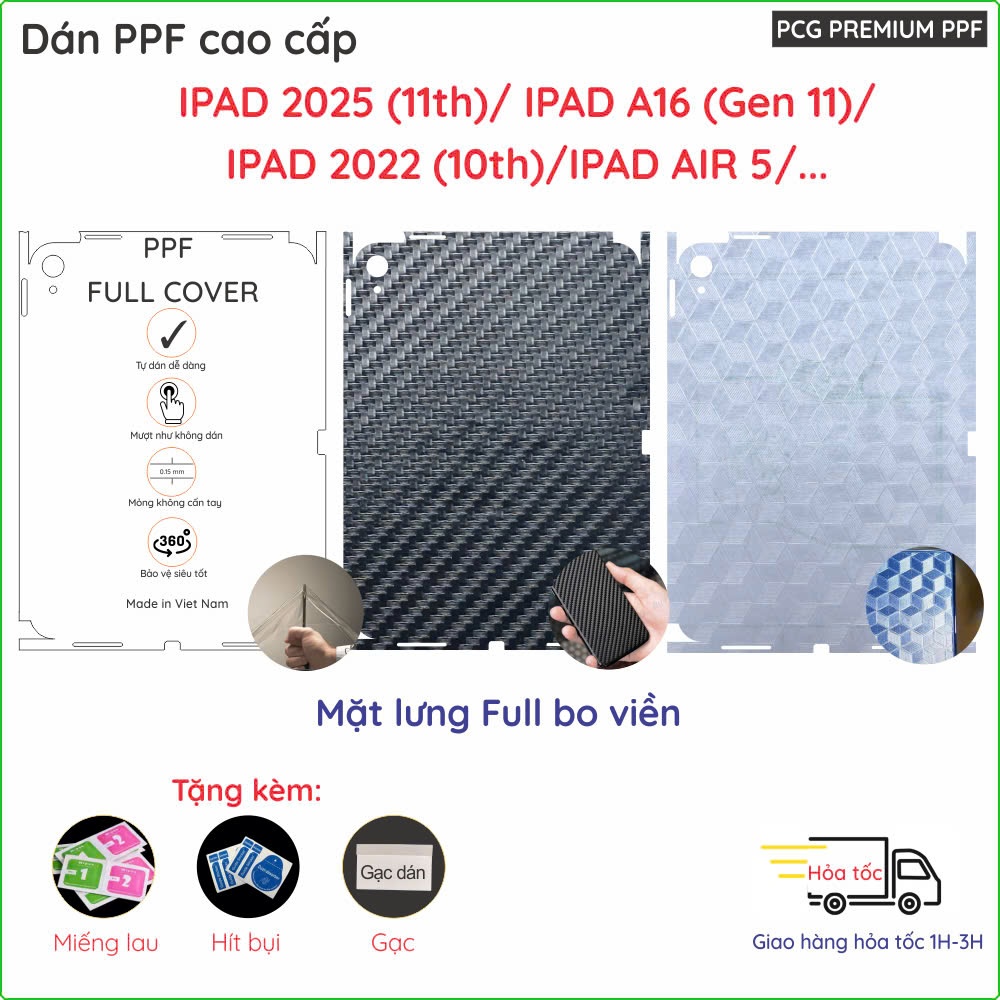 FULL EDGE PPF สติกเกอร์ด้านหลังสําหรับ iPad A16 2025 Gen 11/ Air 8 7 6 5 2026 2025 2024 M4 M3 M2 202