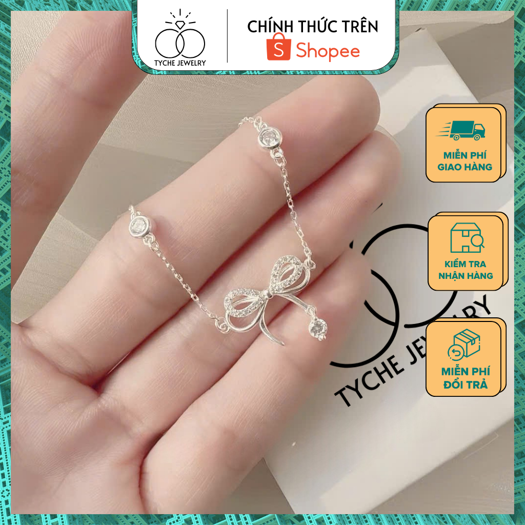 Tyche Camellia สร้อยข้อมือเงินผู้หญิง สร้อยข้อมือโบว์หินกระโดดประกาย TYCHE JEWELRY