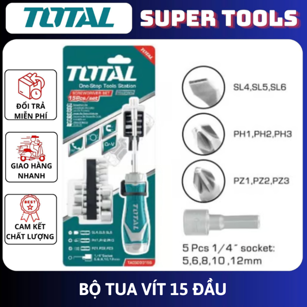 TOTAL TOTAL ชุดไขควง 15 บิต TACSD30156 <GENUINE>