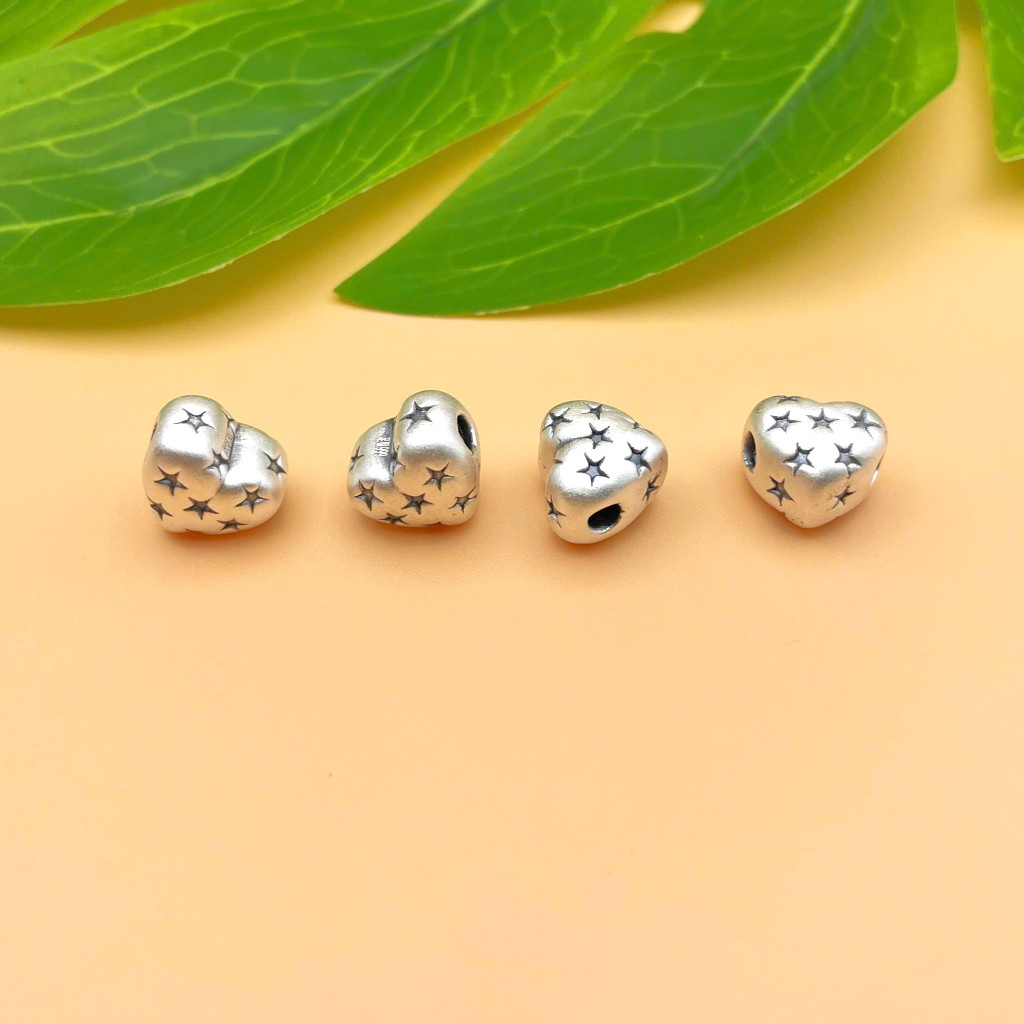 999 Silver - สลักต่อหัวใจดาวใหญ่ผสมสร้อยข้อมือ DIY - 999 Silver Charm - รหัส CA1545