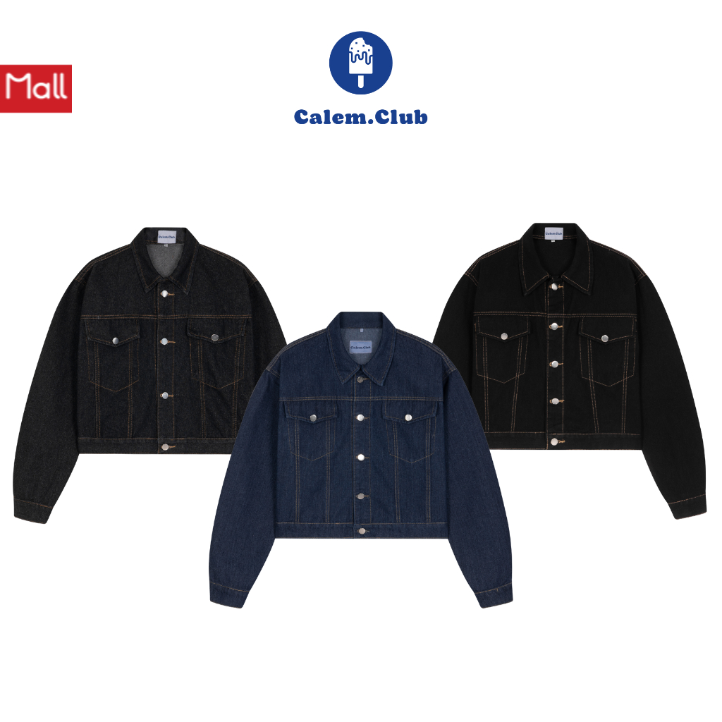 Ver 3 Calem.Club แจ็คเก็ตยีนส์ แจ็คเก็ตยีนส์ผู้ชายและผู้หญิงมีกระเป๋าด้านในสไตล์อ่อนเยาว์และไดนามิก
