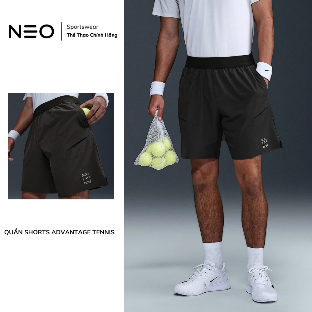 กางเกงขาสั้น Court 6 Advantage SM110 Neoshopvn กางเกงกีฬาขาสั้นยืดเทนนิส Pickleball สําหรับผู้ชาย