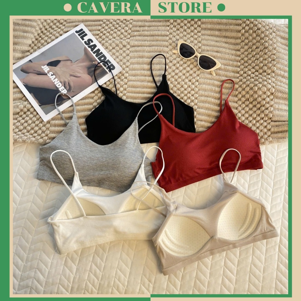 Combo 3 ชิ้น บราทําจากซี่โครงระบายอากาศ Cotton บรา 2 สายเต็มตัวและโฟมบาง บุคลิกภาพ CAVERA B.1181
