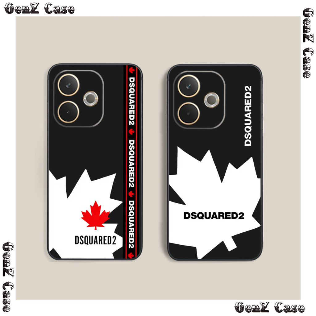 เคส Oppo A5 2025 / A5 PRO 5G ขอบสี่เหลี่ยมพิมพ์ลายใบเมเปิ้ล Dsquare2 icon hot trend