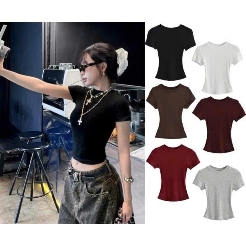 [ SLIM TEE] เสื้อยืด Baby Tee กระชับสัดส่วน วัสดุยางยืดยืดสุดเท่ Lam Tu-MA 208