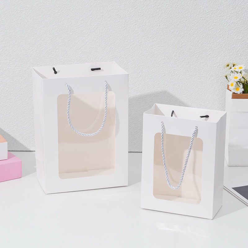 WINDOW PAPER GIFT BAG, PAPER FLOWER BAG, TEDDY BEAR