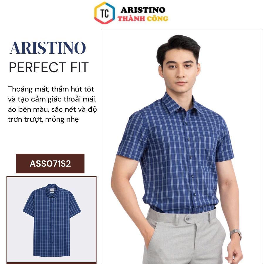 (เหลือ 38) ARISTINO เสื้อเชิ้ตแขนสั้นเนื้อผ้าฝ้ายนุ่มเย็นทรงหลวมชายแบน ASS071S2