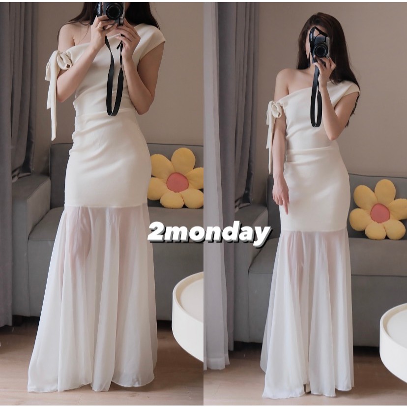 [VIDEO/ AVAILABLE] LUXURY SOFT Mesh LONG BOW TIE DRESS V37
