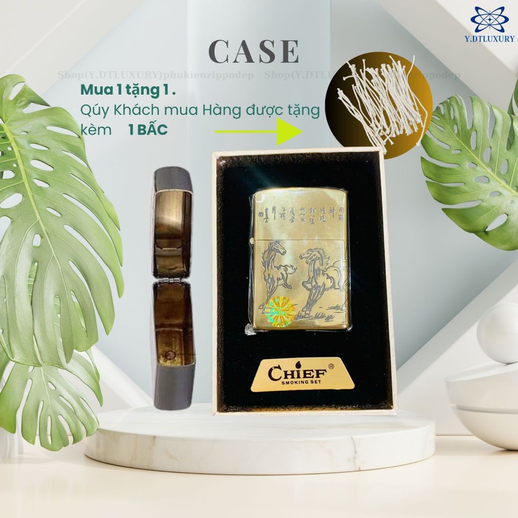 เคสหัวหน้าม้าสีทอง สวยงาม แถมฟรี zippo Wick (Y00CHNG) วัสดุทองเหลือง (ไม่รวมฟอยล์)