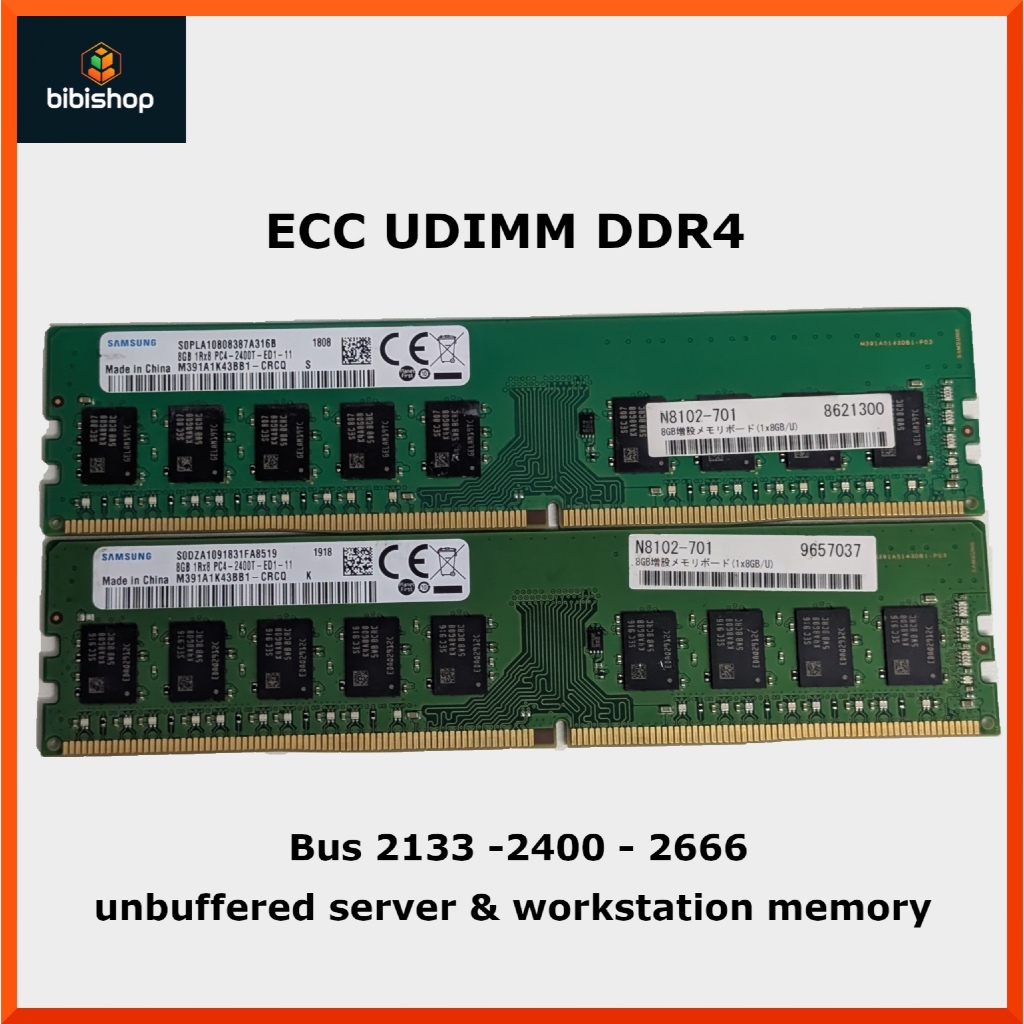 Ram ddr4 ecc Udimm 16gb 8gb bus 2133, 2400, 2666 (ecc unbuffered)
