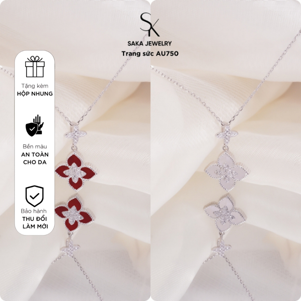 คุณภาพสูง SAKA JEWELRY สร้อยคอ Four Leaf Clover ผสมสําหรับผู้หญิง - 3 สีนําโชค สีแดง สีดําสีขาว SKD 