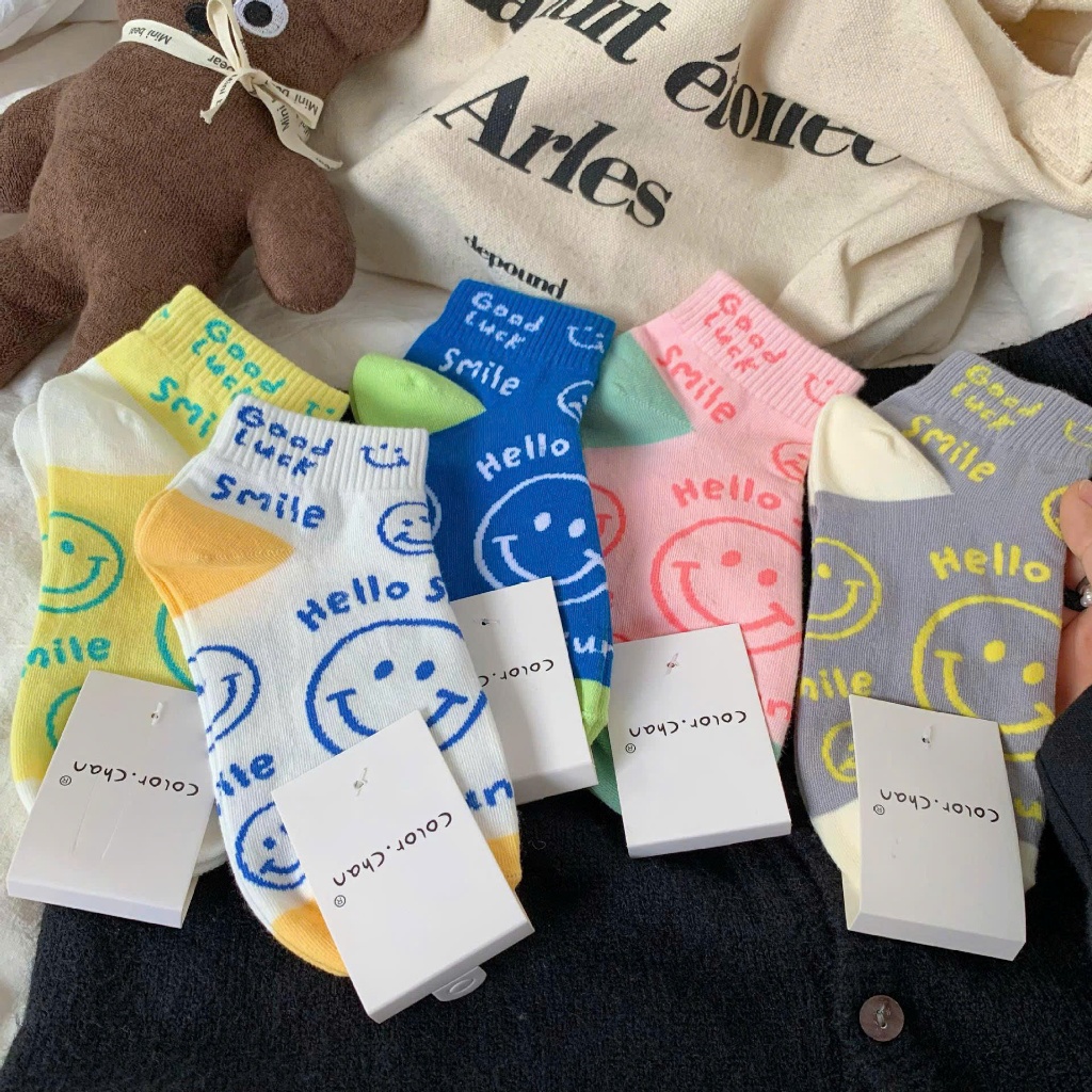 TL89 ถุงเท้าข้อสั้นผู้หญิงพิมพ์ลาย BULL.SHOP