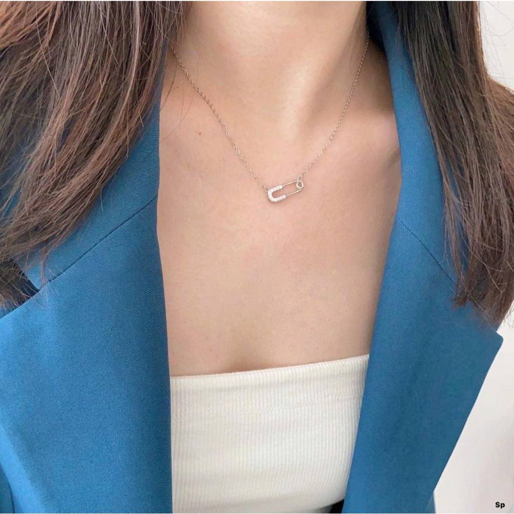 สร้อยคอจี้หมุดนิรภัยของผู้หญิงทําจากเงินสเตอร์ลิง s925 MS070 - เงินเครื่องประดับ PKG