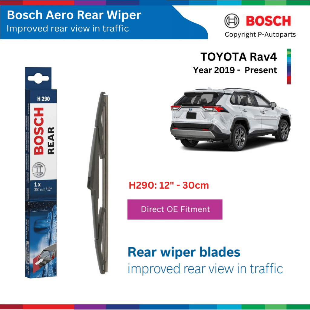 BOSCH ด้านหลัง H290 12 ที่ปัดน้ําฝนหลัง" สําหรับรุ่น TOYOTA Rav4 ปี 2019 ปัจจุบัน