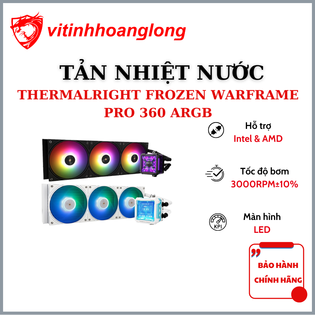 Thermalright Frozen Warframe Pro 360 Black เครื่องทําน้ําเย็น | ARGB สีขาว - 24 เดือน