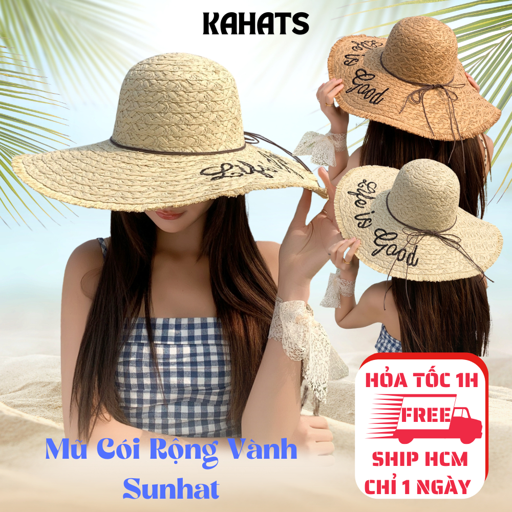 Kahats Womens Wide Brim Sunscreen Beach Hat Vintage Style Lady M44