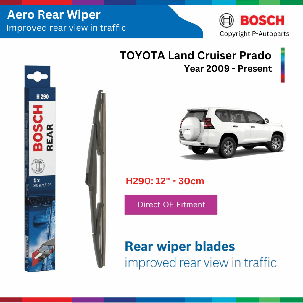 BOSCH ด้านหลัง H290 12 ที่ปัดน้ําฝนหลัง" สําหรับ TOYOTA LAND CRUISER PRADO 2009 ถึงปัจจุบัน