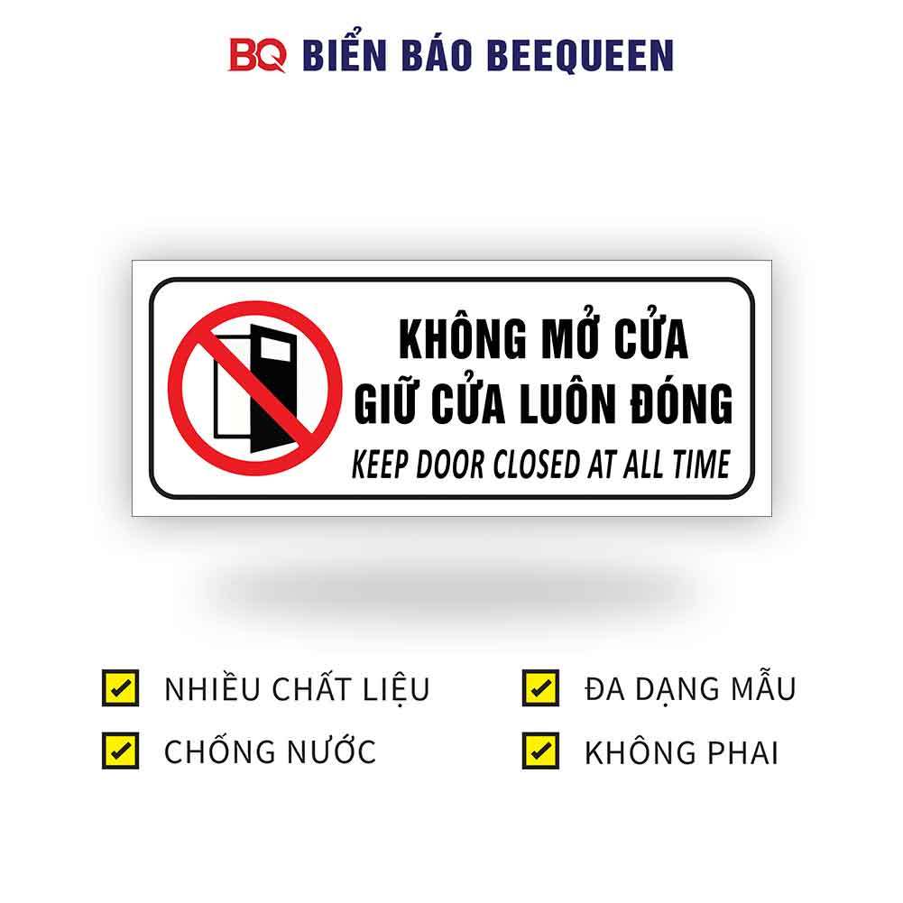 ป้ายห้ามเปิดประตูเก็บประตูประตู ALWAYS CLOSE N184