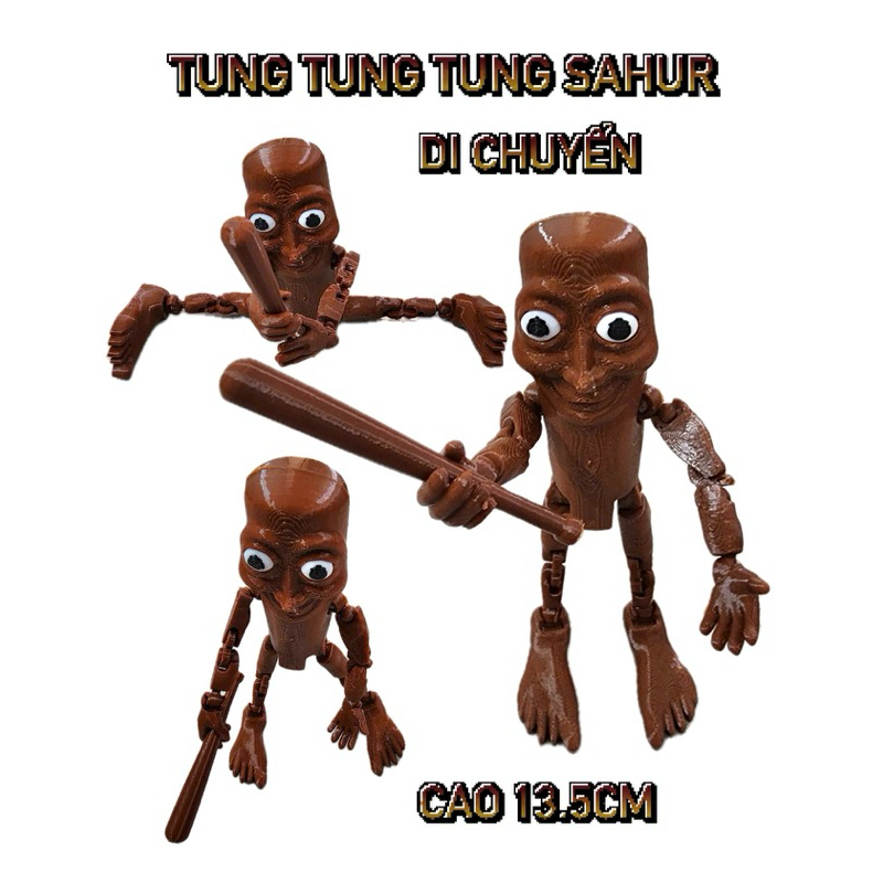 Tung Sahur - Tung Sahur Brainrot Model Toy Movable Joint Figure Model