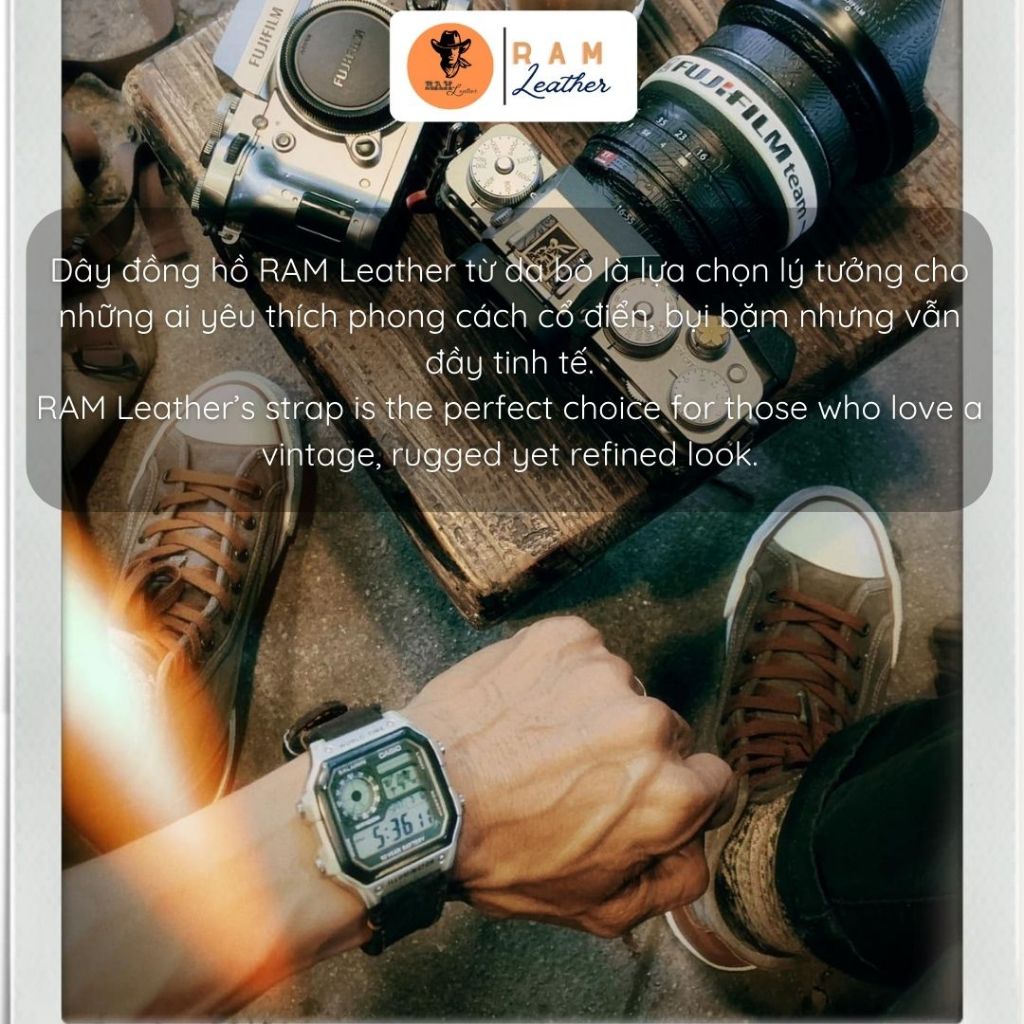 สายนาฬิกาสําหรับ Casio CASIO AE1200, AE 1200, 1300 WHD, 18mm Strap Super Durable Handmade RAM Leather - รูปที่ 2