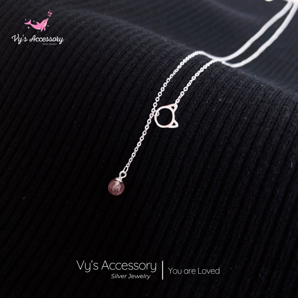Vys Accessory DM45 สร้อยคอเงินแมวสีชมพู