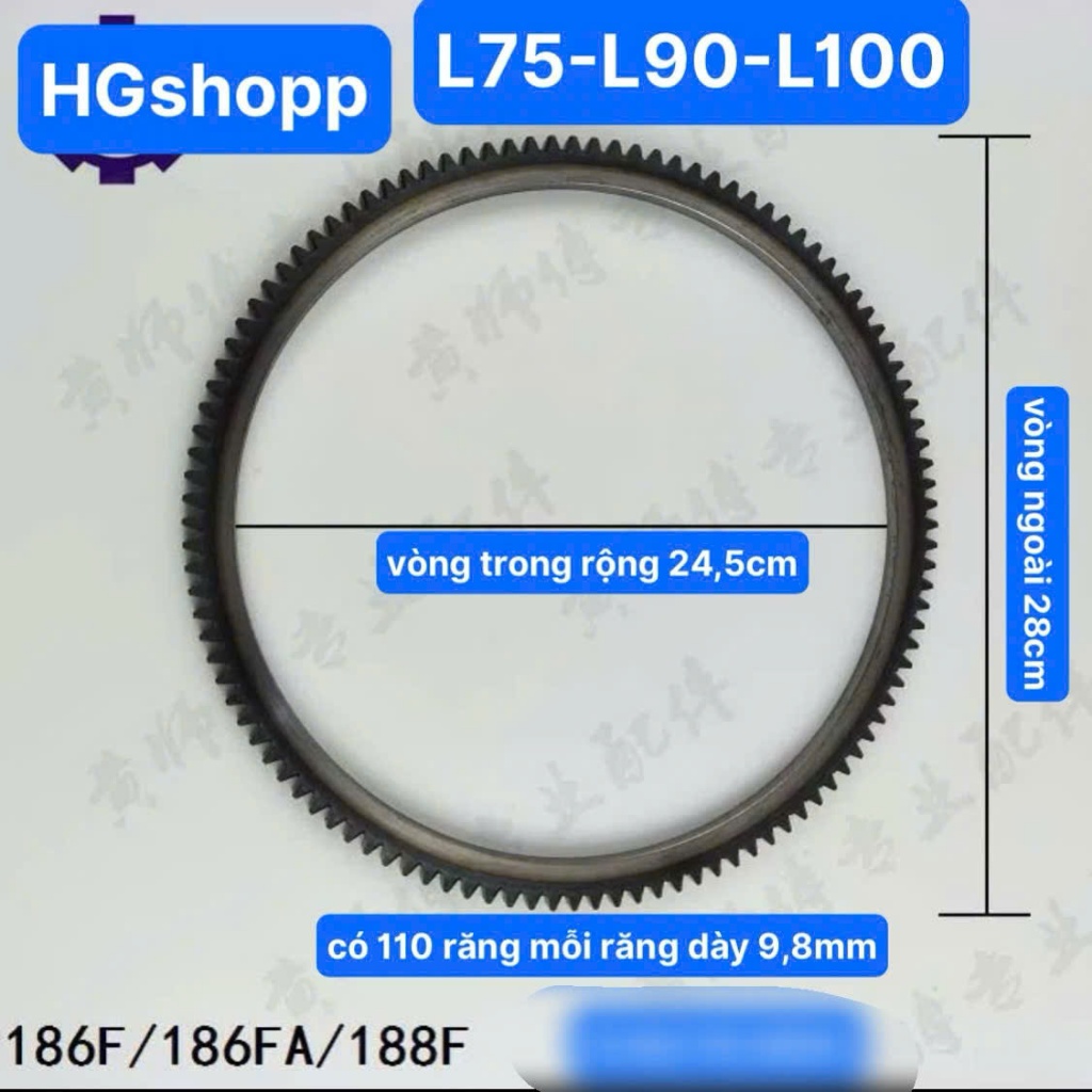 เกียร์สตาร์ทน้ํามันเครื่อง L75 L90 L100 และ 186F 186FA 188F 190F พร้อม 110 ฟันแหวนด้านในกว้าง 2.5 ซม