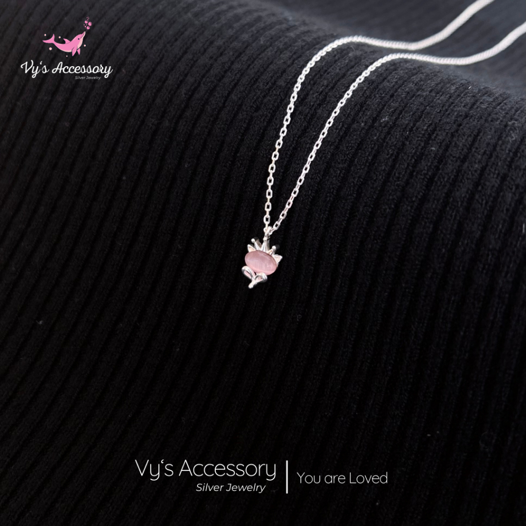 Vys Accessory DM42 สร้อยคอเงินจิ้งจอกสีชมพู