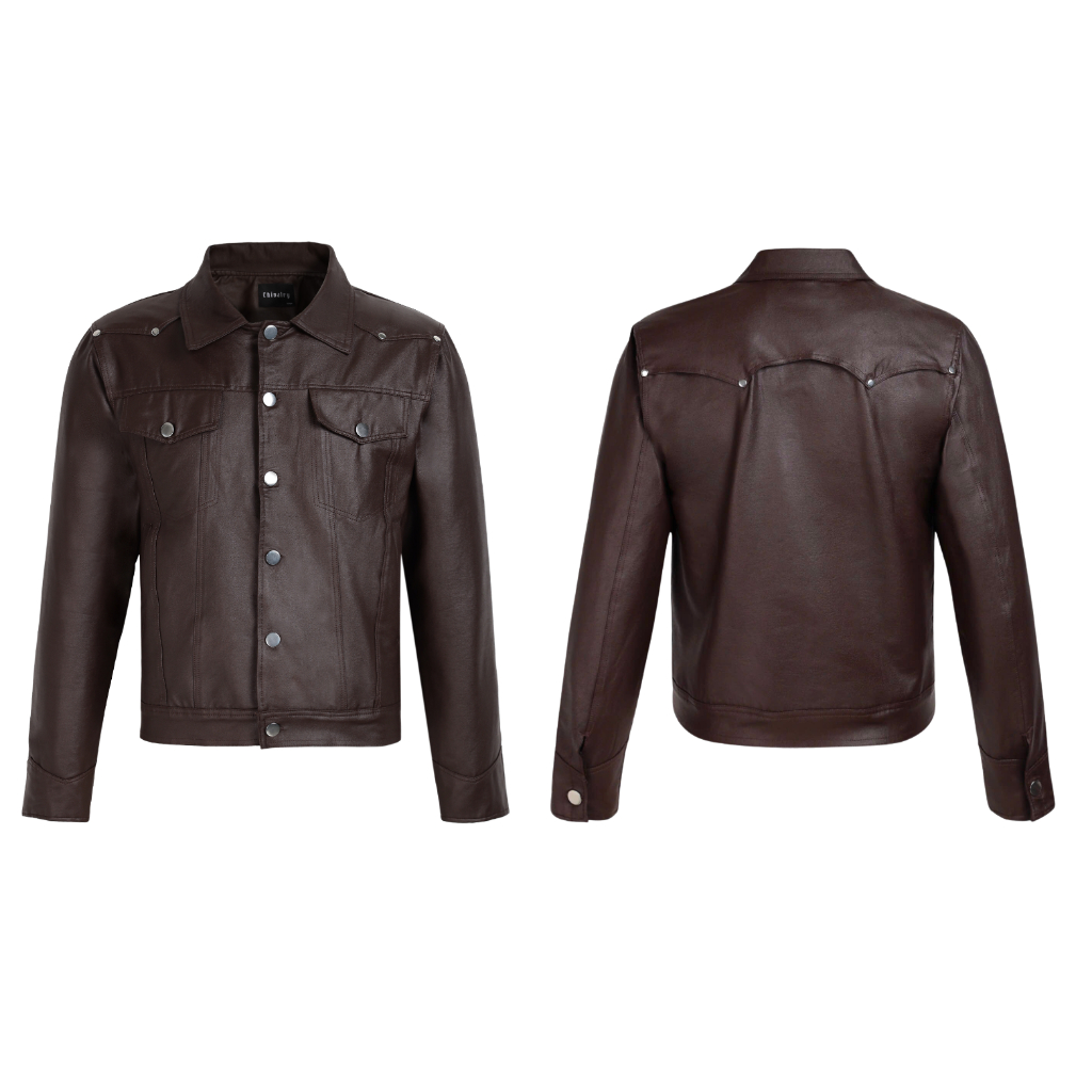 CHIVALRY Leather Trucker Wax Jacket - Mocha