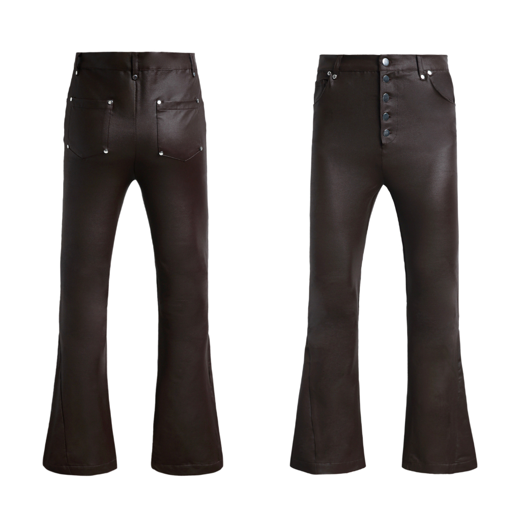 CHIVALRY Leather Wax Flare Pants - Mocha