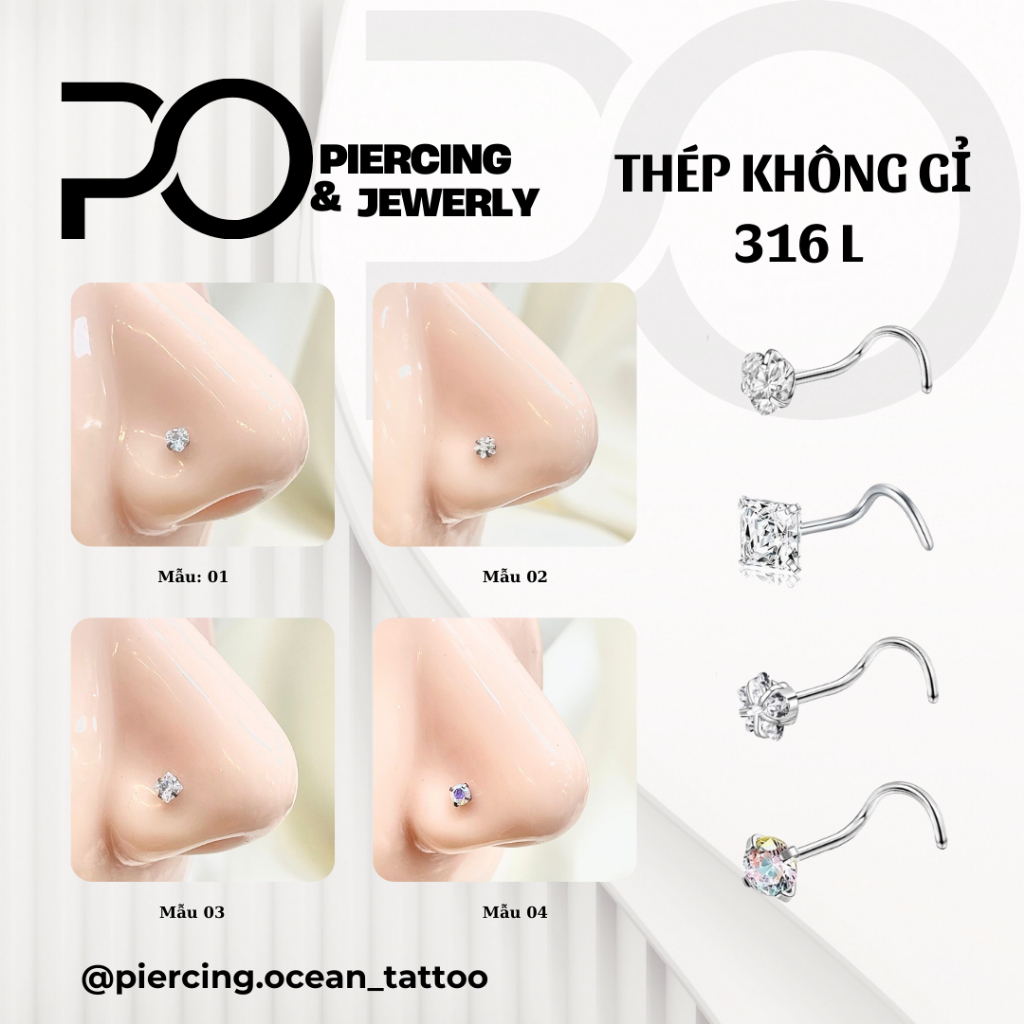 01 ชิ้น - SHAPE BAD STONE NOSE RING