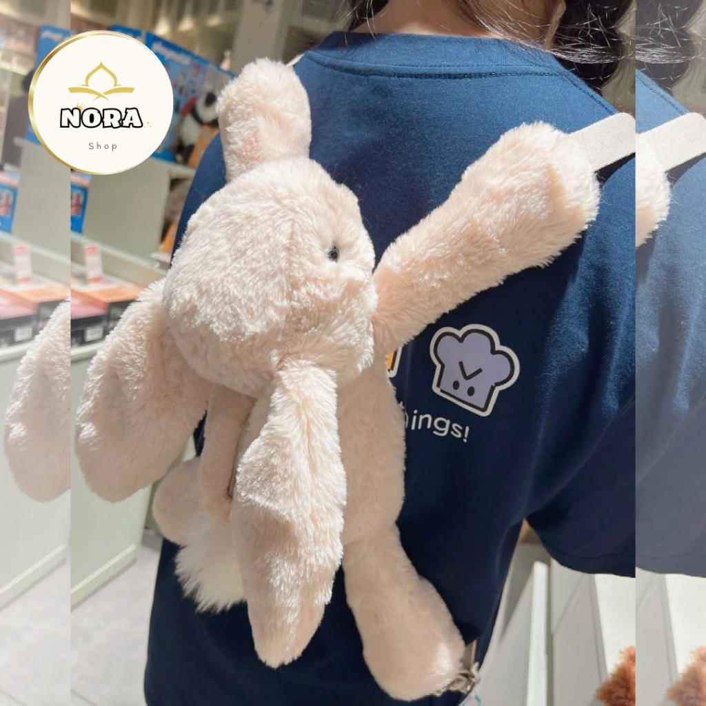 (Excess) JELLYCAT Smudge Rabbit Backpack - Cute JELLYCAT Pink Rabbit Backpack Full Tag + Free Dustba