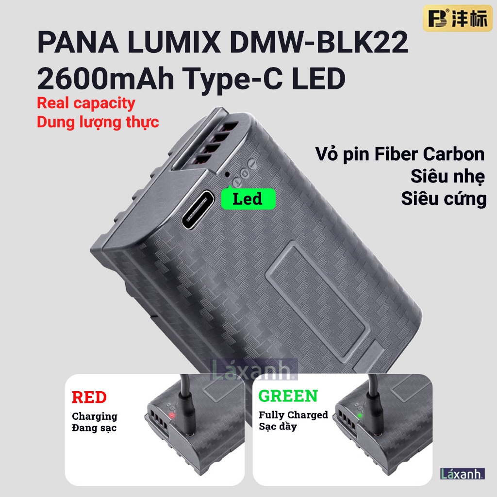 Pana Lumix BLK22 Type-C 2600mAh | FB Pana LUMIX S9 S5 S5K S5ii S1ii GH7 GH6 GH5ii GH4 G9 G9ii โดยตรง