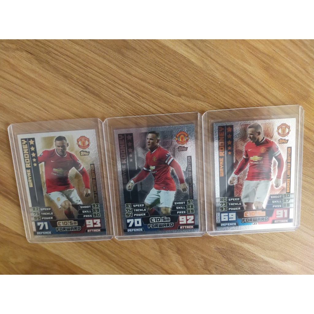 Topps Match Attax 14/15 Wayne Rooney Football Card Full set Gold Limited Edition - Manchester United