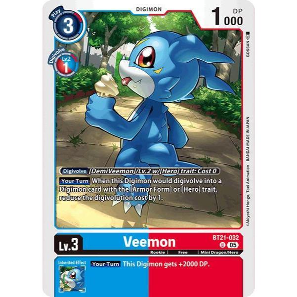 Digimon Card รหัส BT21-032 - Veemon - Digimon - Uncommon