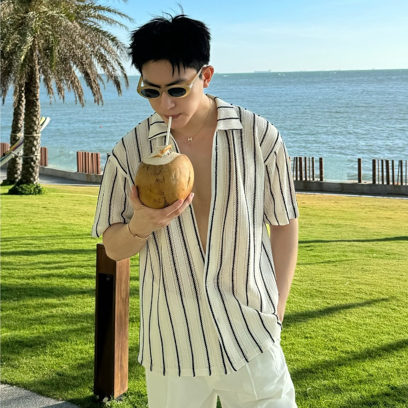 ซูเต้ เสื้อชายหาดผ้าตาข่ายแขนสั้นผู้ชายและผู้หญิง