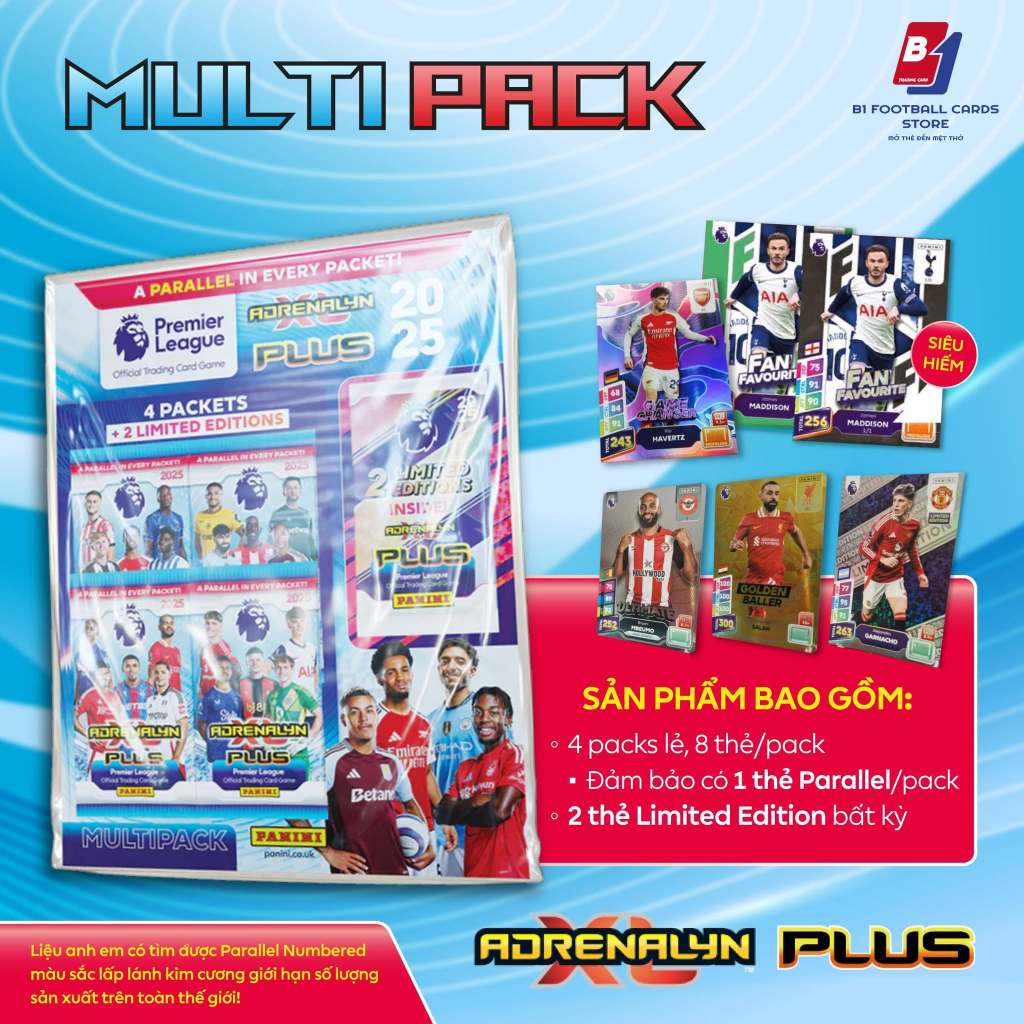 Multipack Card Bag - Panini Adrenalyn XL PLUS Premier League 2025 - การ์ดนักฟุตบอลของแท้