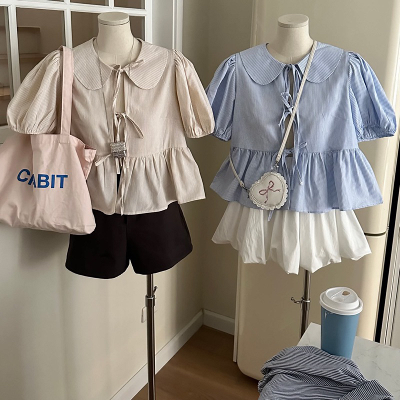 Nana21 A3593 เสื้อเชิ้ตเบบี้ดอลล์คอปกบัว