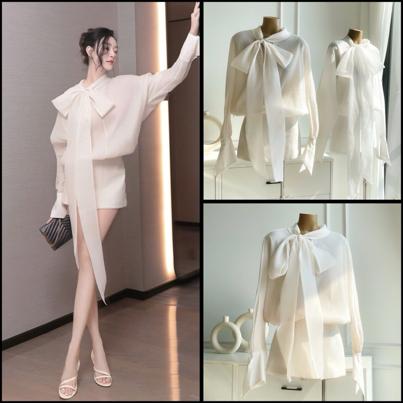 H2STORE - ชุดเดรสสั้น JULIE หรูหราและหรูหราพร้อมเสื้อแขนยาว - H26417