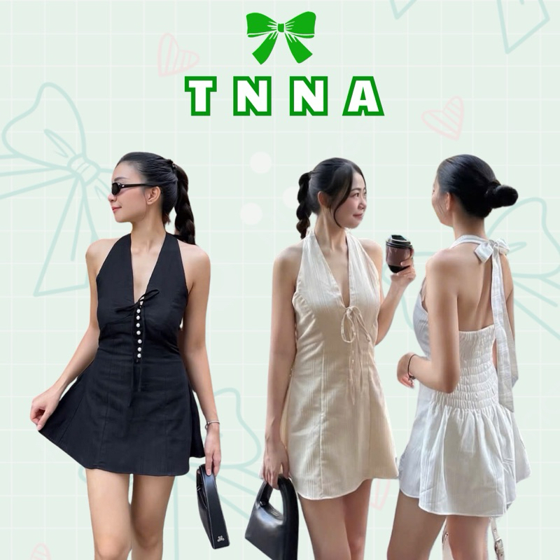 Tna_เดรสสั้นคล้องคอยางยืดใส่สบายสําหรับวันหน้าร้อน