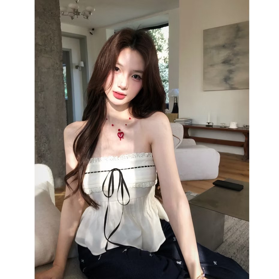 [VIDEO/ TYPE 1] SUPER BEAUTIFUL 2MONDAY 2MONDAY PADDED STRAP DRESS WITH BLACK BOW TIE A55 - รูปที่ 2