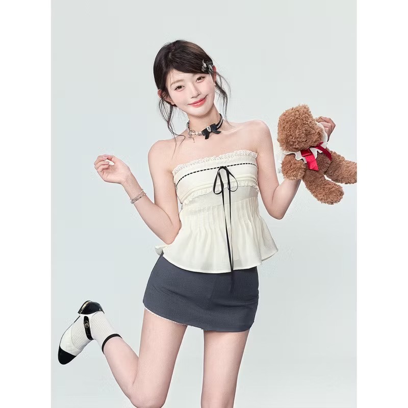 [VIDEO/ TYPE 1] SUPER BEAUTIFUL 2MONDAY 2MONDAY PADDED STRAP DRESS WITH BLACK BOW TIE A55 - รูปที่ 7