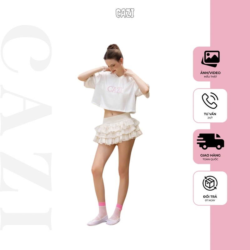 [odd shirt] Cazi Harny Top - เสื้อครอปคอหัวใจปัก