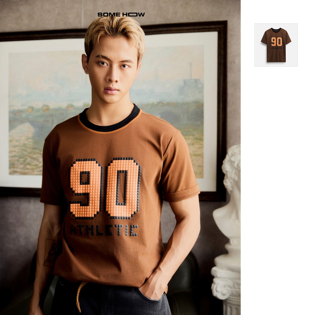 เสื้อยืดผู้ชายฤดูร้อน Athletic Brown 90 ผ้าคอตตอนใส่สบาย AT0275 SOME HOW STORE
