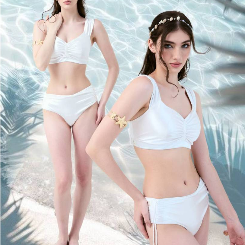 Spincess Polewear Beachwear Beachwear - Pearl - White (ภาพถ่ายจริงที่ทางร้าน - สินค้าที่ออกแบบมา)