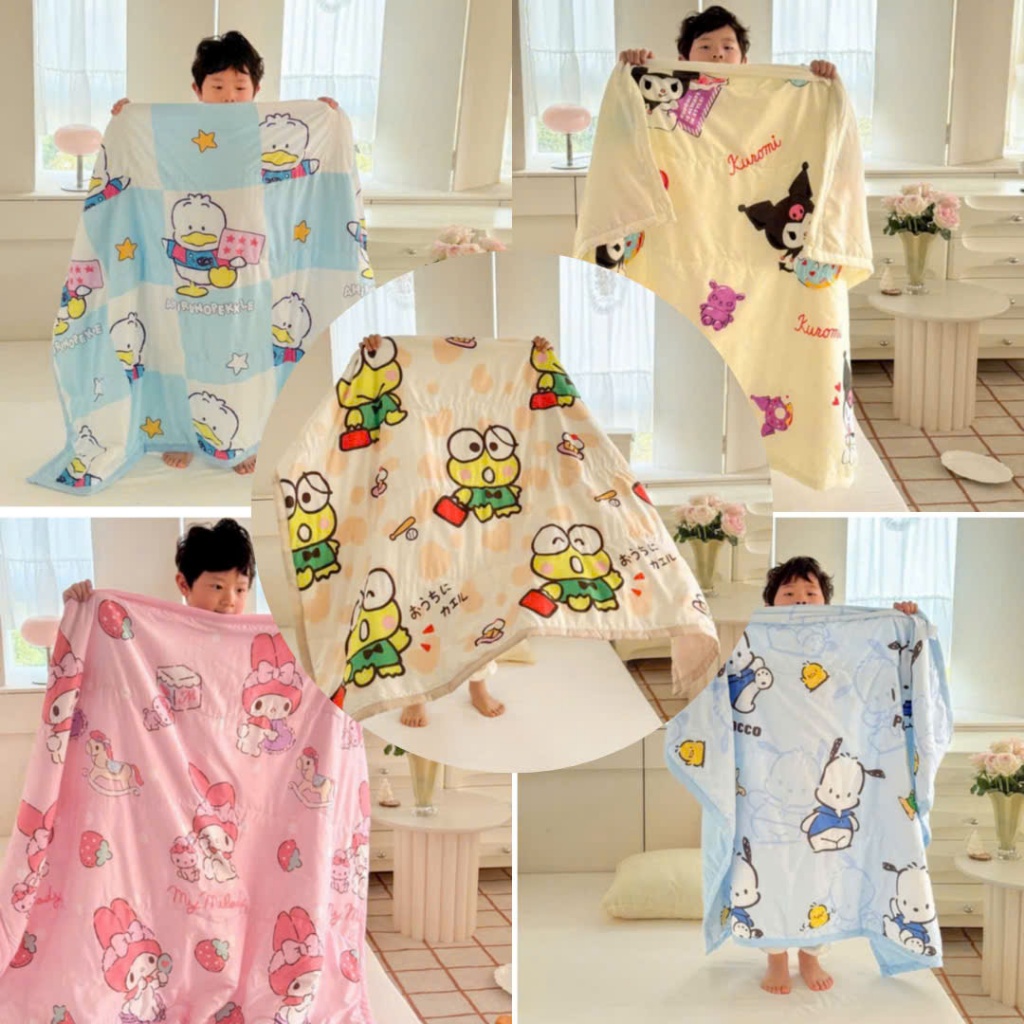 ผ้าห่มเด็ก ผ้าห่มผ้าฝ้าย Kuromi สําหรับเด็ก 2025 ขนาด 1m1x1m5 ผ้าห่มเด็กทําจากผ้าห่มผ้าฝ้ายเย็นและนุ