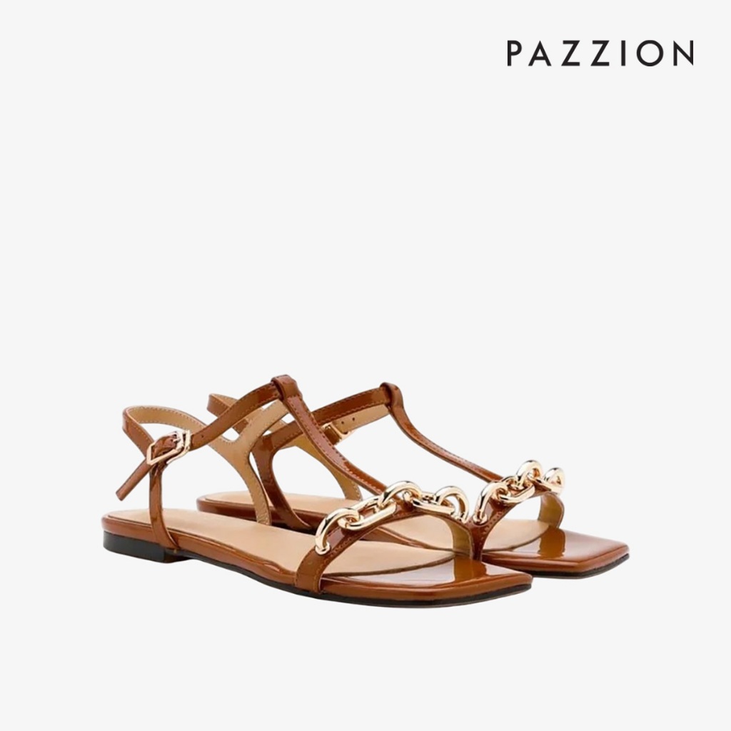 PAZZION Gold Link Slingback รองเท้าแตะสิทธิบัตร