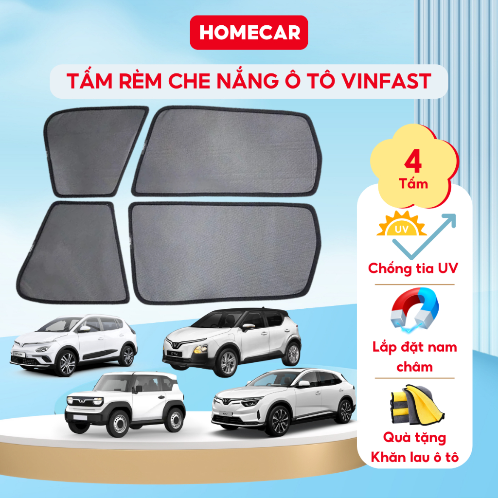 Combo 4 VinFast Magnetic Car Sun Shades Anti-UV Designed ตามยานพาหนะ VF3 VF5 VF6 VF8 VF9